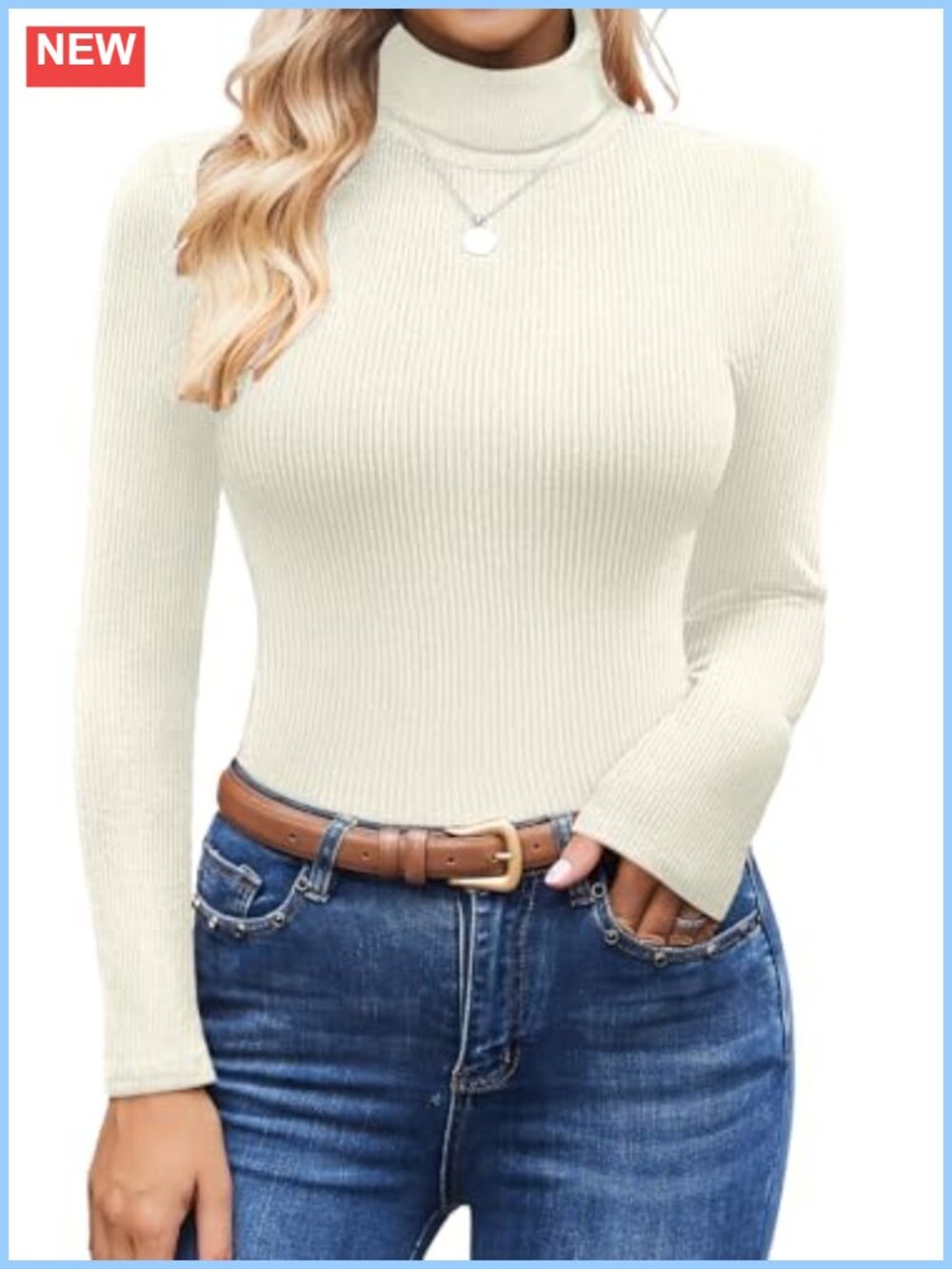 Ribbed Turtleneck Long Sleeve Thermal Top Slim Fit Pullover Shirt